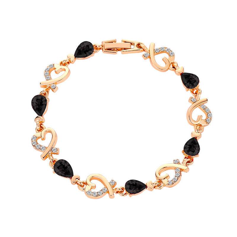 Hollow Love Bracelet With Rhinestones Fashion Temperament Heart-shaped Bracelet For Valentine's Day Gift Jewelry - Velora