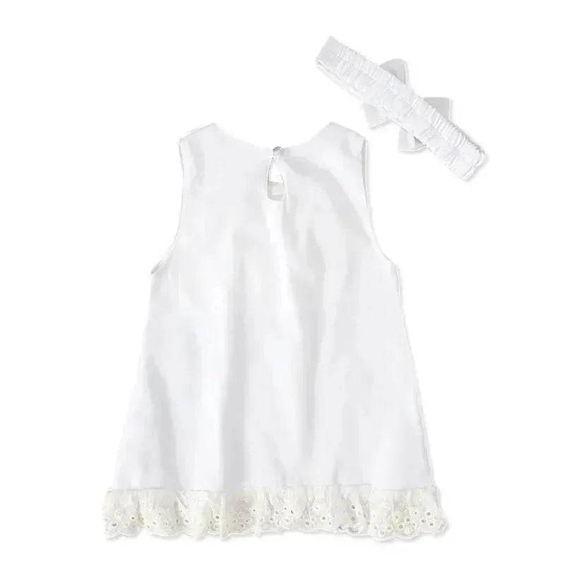 Girls baby sleeveless bow skirt Dress Christening Dress Baby girl Dress Baptism Gown - Velora