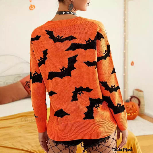 Fashion Women's Wear Long Sleeve Halloween Brocade Sweater Knitted - Velora