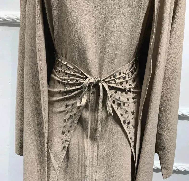 Arab3 piece set ArabDubai Abaya dress with Turban Embellished Abaya - Velora