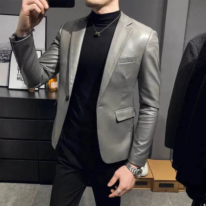 New Trendy Vintage Autumn Winter Slim fit Leather Jacket Men - Velora