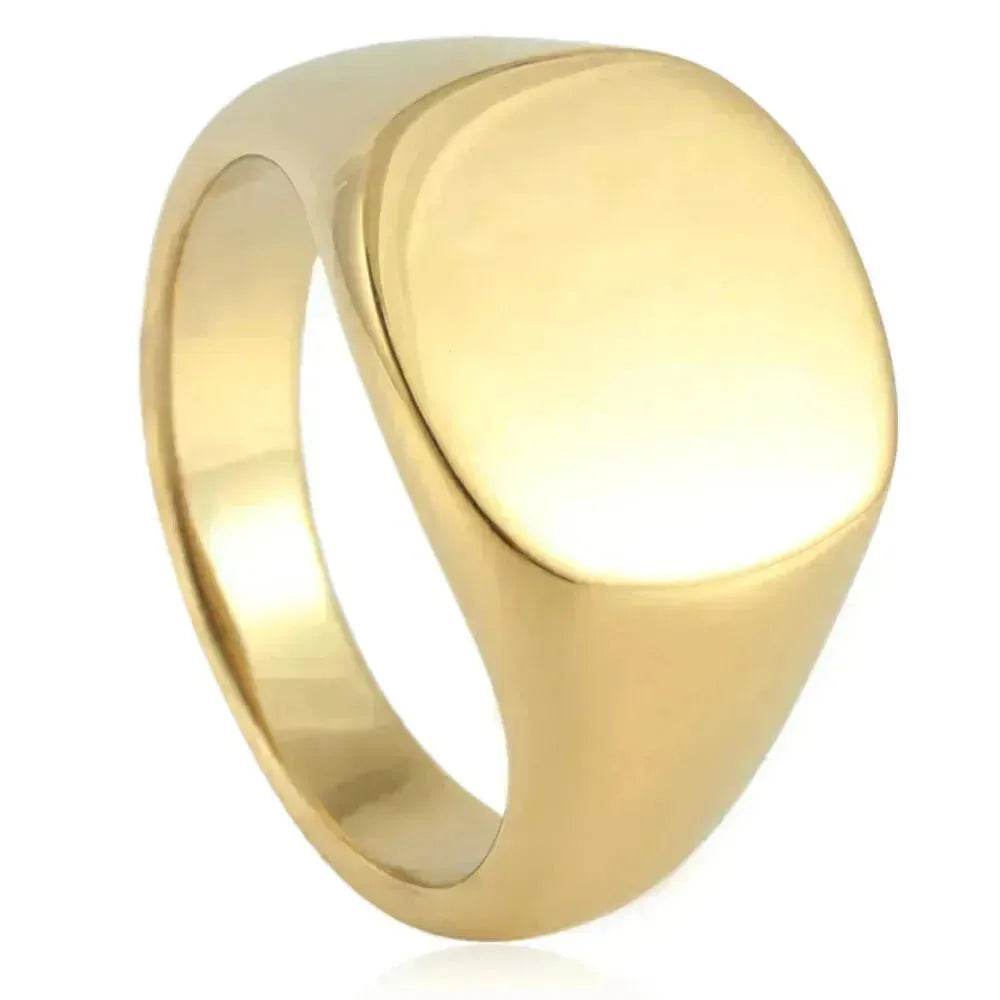 European And American Style Minimalist Titanium Steel Smooth Seal Ring for Men and Women - Velora