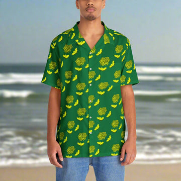 Green Yellow Print G&R Men's Hawaiian Shirt