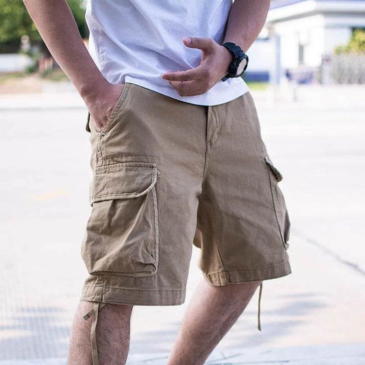 Workwear Loose Plus Size Solid Color Casual Cargo Shorts Men - Velora