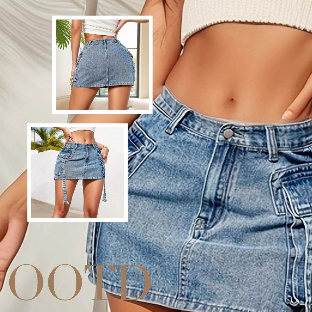 Women's Fashion Y2k Denim Mini Skirt Low Rise Cargo Pencil Short Jeans skirt Vintage Girls Party Skirt Female Club Streetwear - Velora