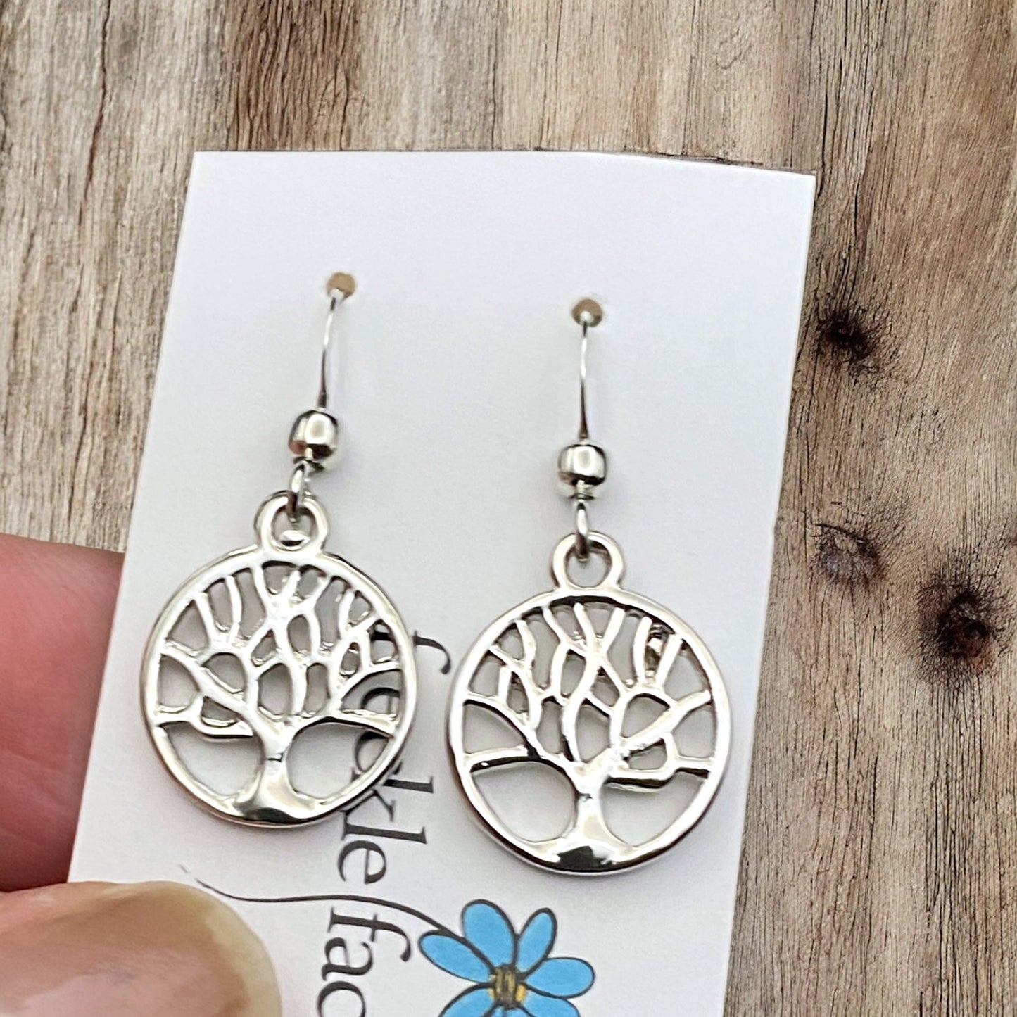 Tree Silhouette Dangle Earrings – Matte & Polished Silver Options - Velora
