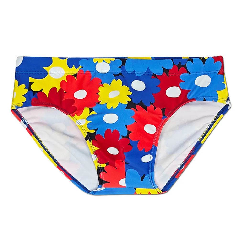 Flower Colorful Printing Swim Briefs - Velora