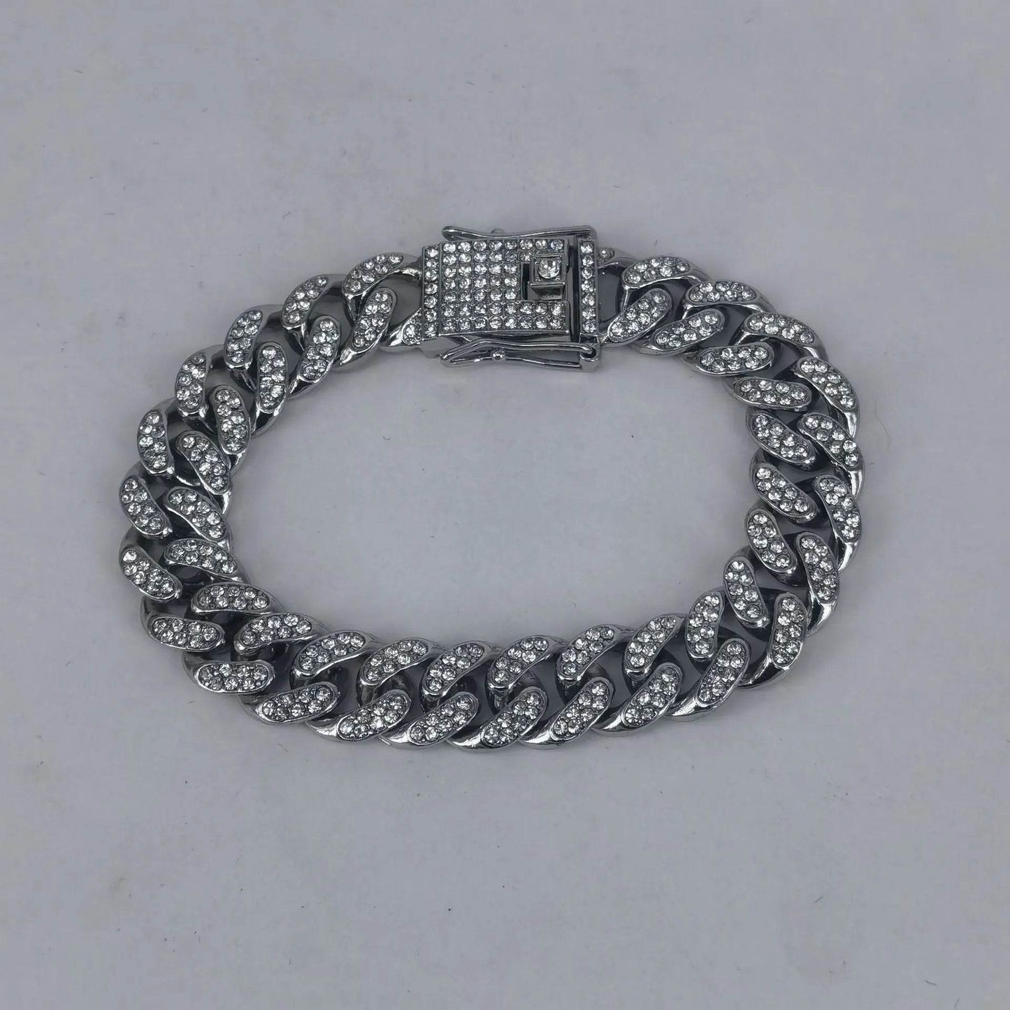 Alloy Line Cuban Link Chain Diamond Bracelet - Velora