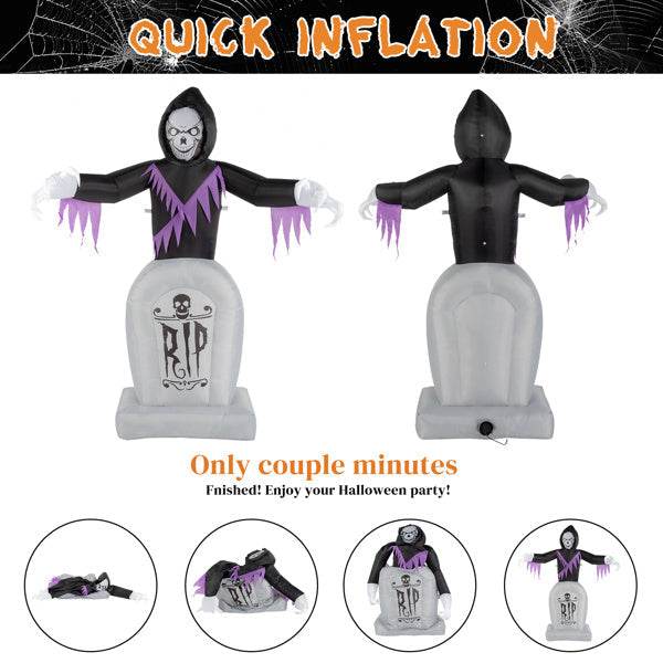 Grim Reaper And Grave, Halloween Inflatable Decoration 12V - Velora