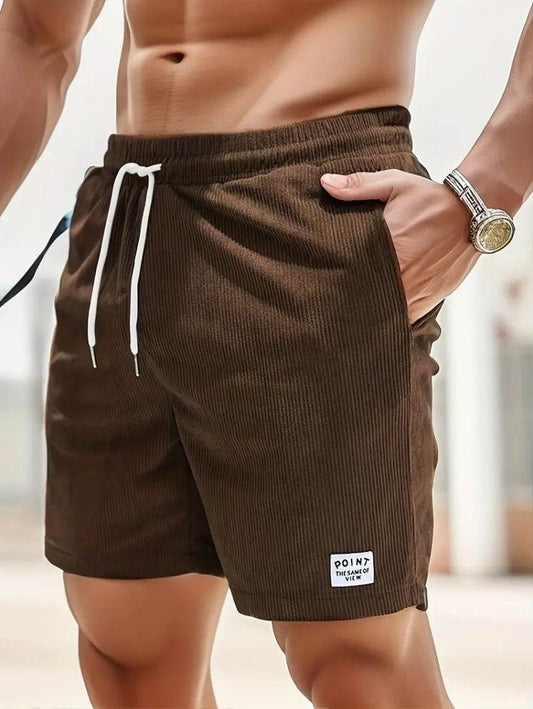 Lace-up Drawstring Shorts Summer Corduroy Sports Short Pants Mens Clothing - Velora
