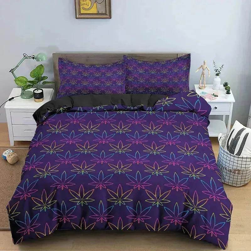 Colorful Psychedelic Weed Leaf Bedding Set - Velora