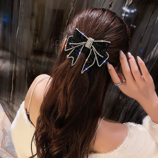 Spring Rhinestone Bow Hair Clip Barrette - Velora