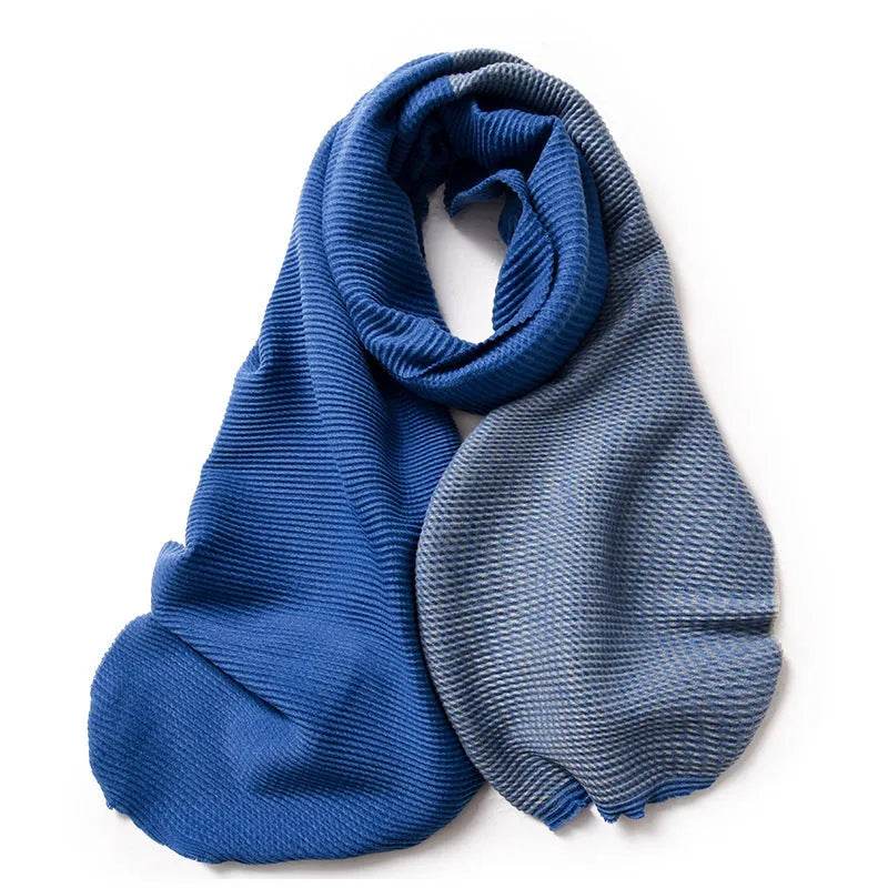 Gradient Mixed-color Scarf Winter Double-sided Wrinkled Imitation Cashmere Scarf Popular Versatile And Elegant Shawl For Women - Velora