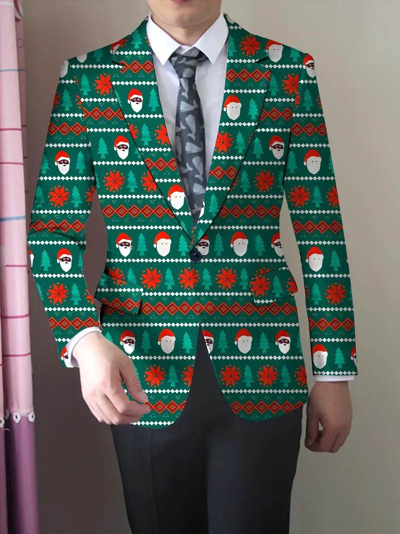 Christmas Series Cartoon Anime Men's Long-sleeved Coat - Velora