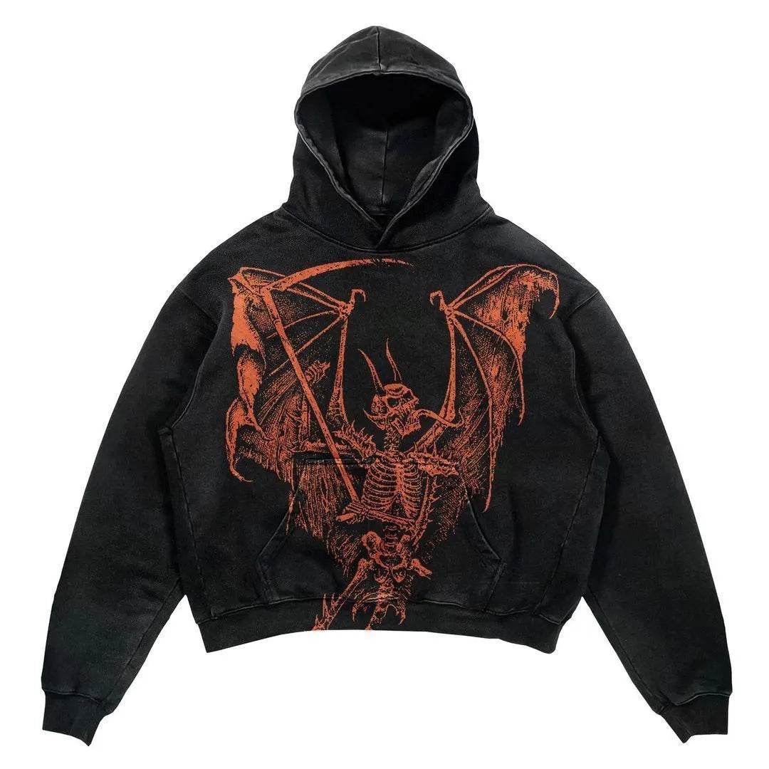 Men's And Women's Fashion Punk Design Fleece Printed Hoodie top - Velora