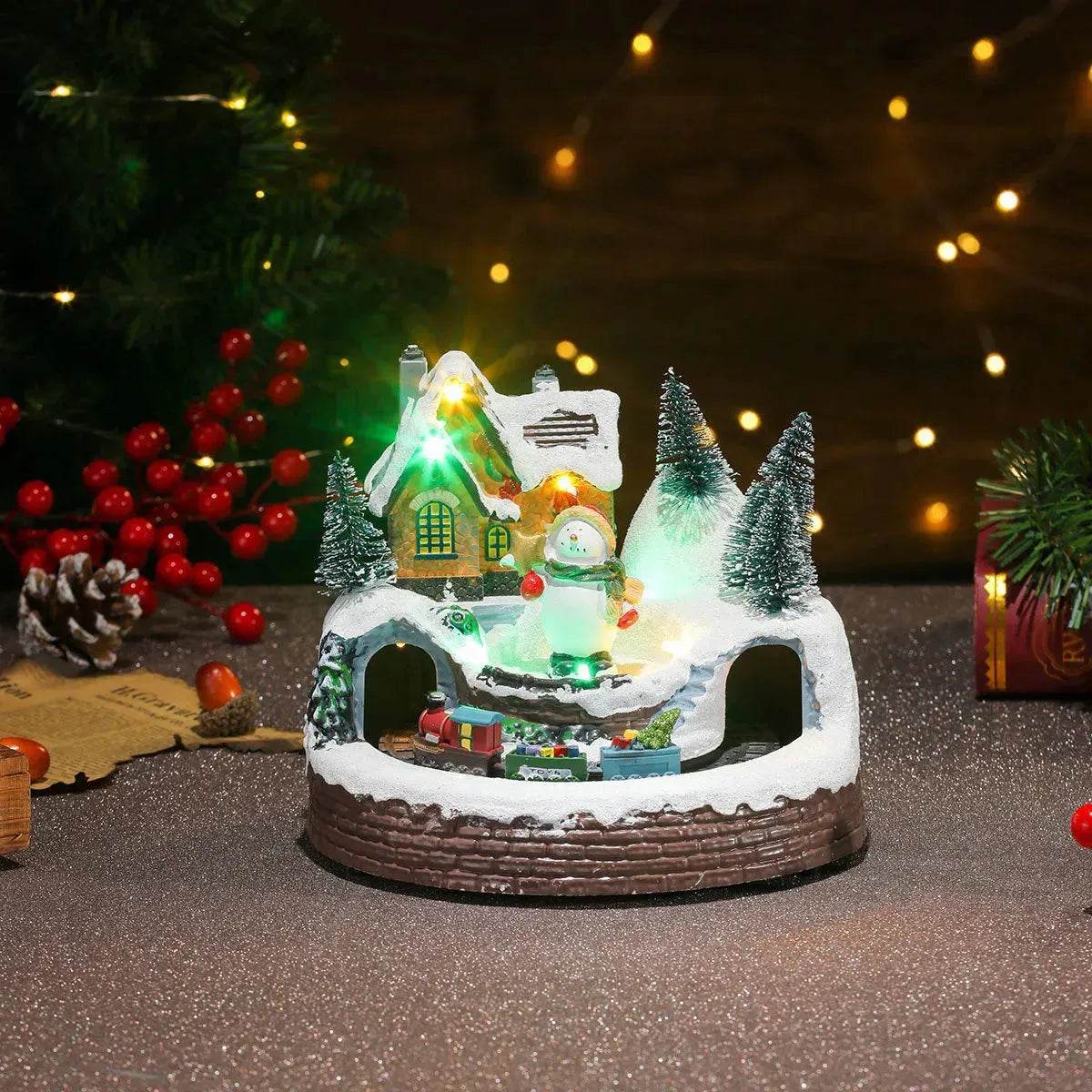 Christmas Rotating Resin Luminous Music Box Ornaments - Velora