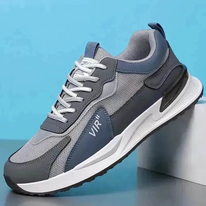 Men's Color Block Mesh Shoes Fashion Casual Lace-up Sneakers Outdoor Breathable Running Sports Shoes - Velora