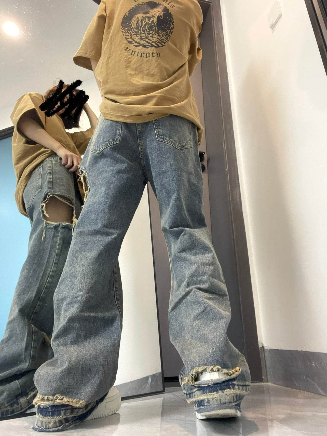 Ripped Jeans For Women Baggy Denim Boyfriend Jeans - Velora