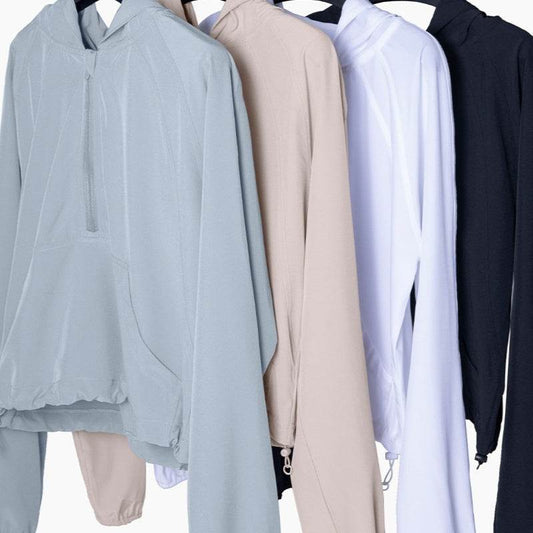 Women's Half Zipper Drawstring Workout Hoodie Athleisure Gym Hoodie - Velora