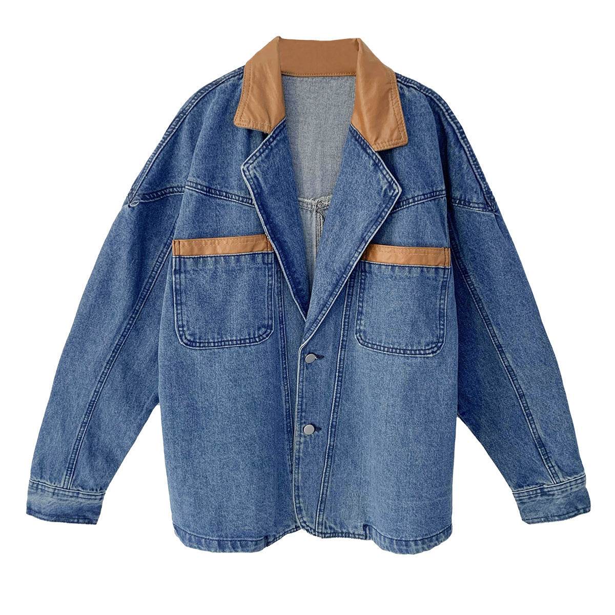 Casual Loose Oversized Lapel Unisex Cotton Denim coat Jacket L - Velora