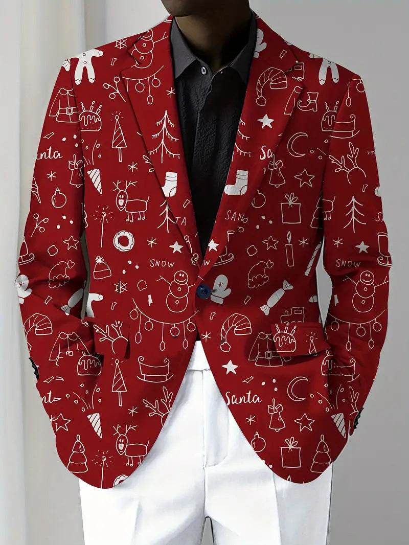Christmas Series Cartoon Anime Men's Long-sleeved Coat - Velora