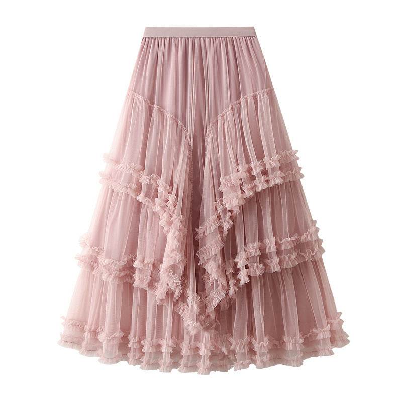 Slimming Multi-layer Gauze Skirt High-grade Midi Tulle Skirt - Velora