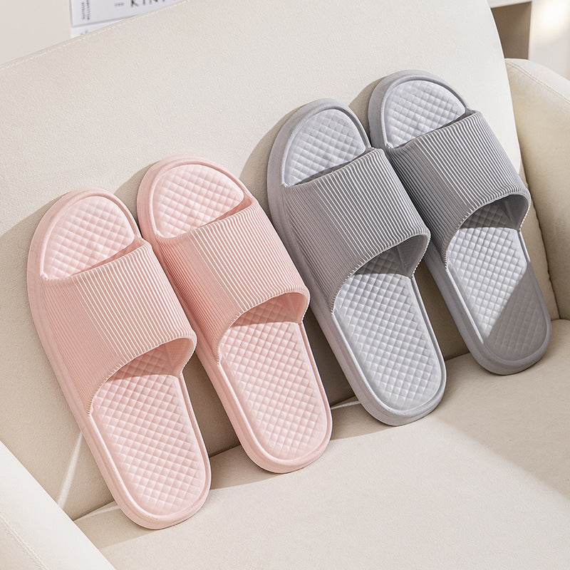 Summer Slipper Indoor House Shoes For Men Women Couples Solid Color Rhombus Striped Non-slip Bathroom Slippers - Velora