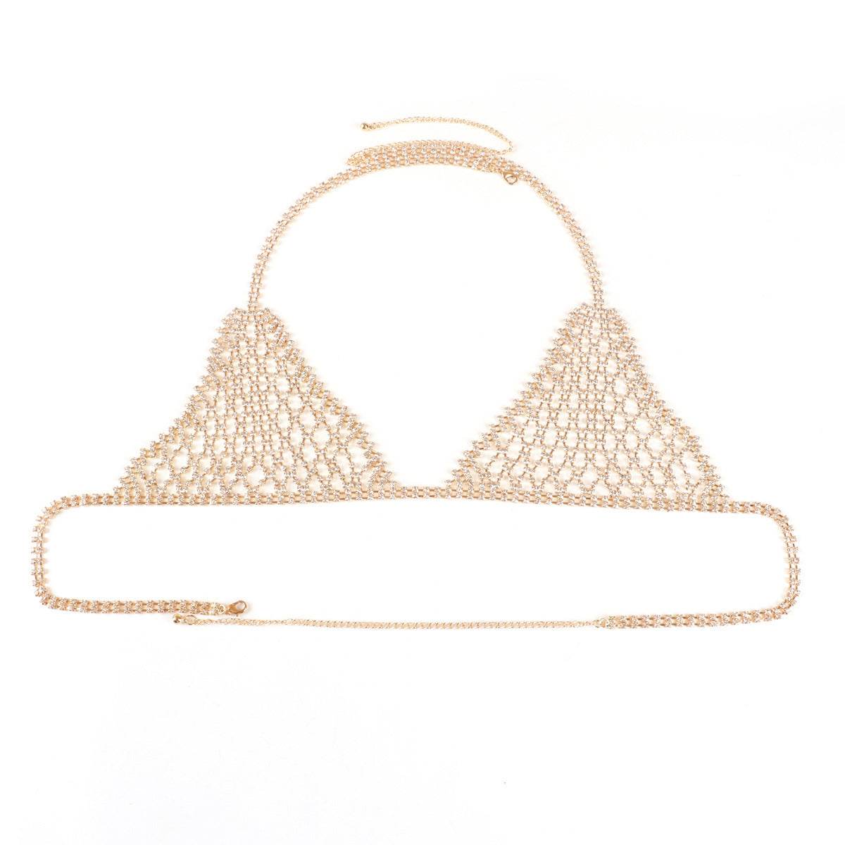 Lingerie Nightclub Body Chains – Diamond Rhinestone Bra and Panties Set - Velora