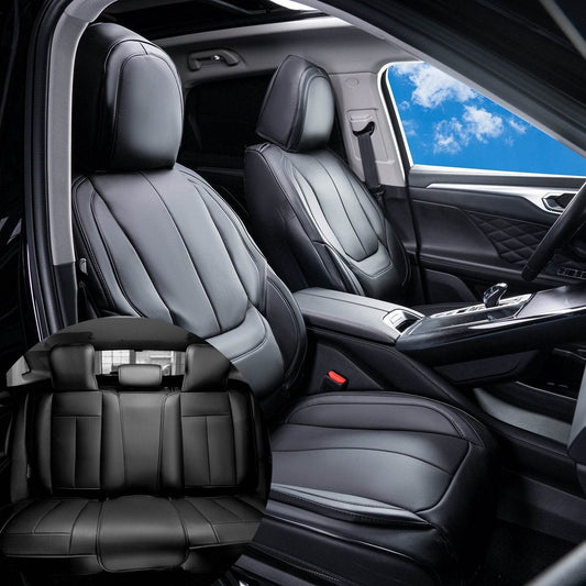 Seat Covers, Universal Car Seat Covers Full Set Seats, Front And Rear Seat, 13pcs Faux Leather Seat Cover, Full Enclosed Design, Detachable Headrest And Airbag Compatible, For Most Car SUV Truck - Velora