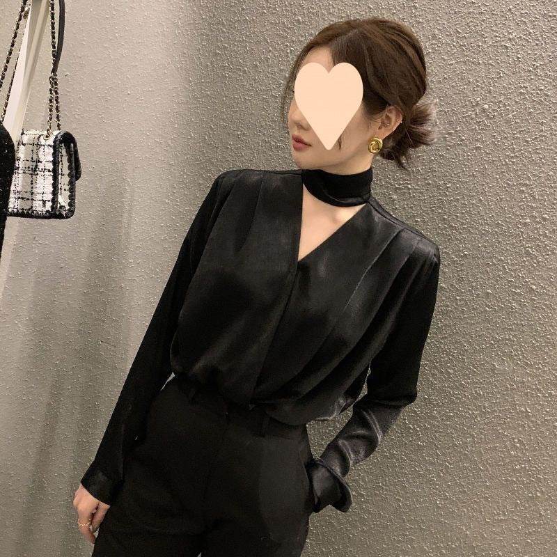 High-end Anti-wrinkle Acetate Satin pleated Blouse Shirt For Women - Velora