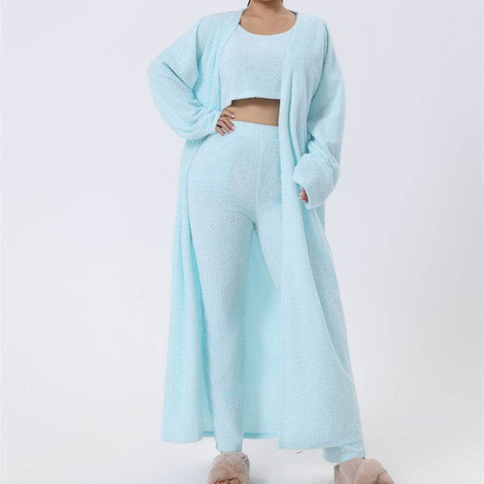 Cozy Pajama Set, 3 Piece Lounge Set, Cute Loungewear, Warm Suit Sets, Matching Set, Lounge Set, 3 Piece Pant Sets, Women Winter Dress - Velora