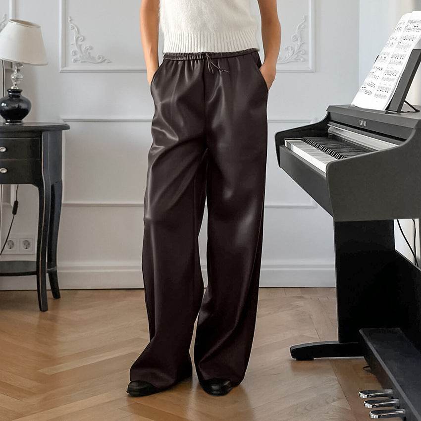 Casual Leather High-waisted Work Formal Trousers Pant women - Velora