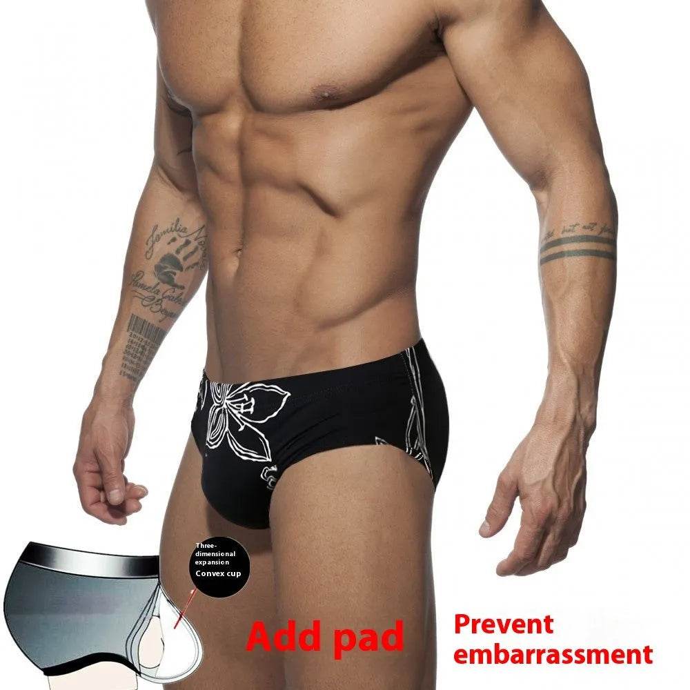 Simple Floral Printed Men's Underwear Swimming Trunks Briefs - Velora