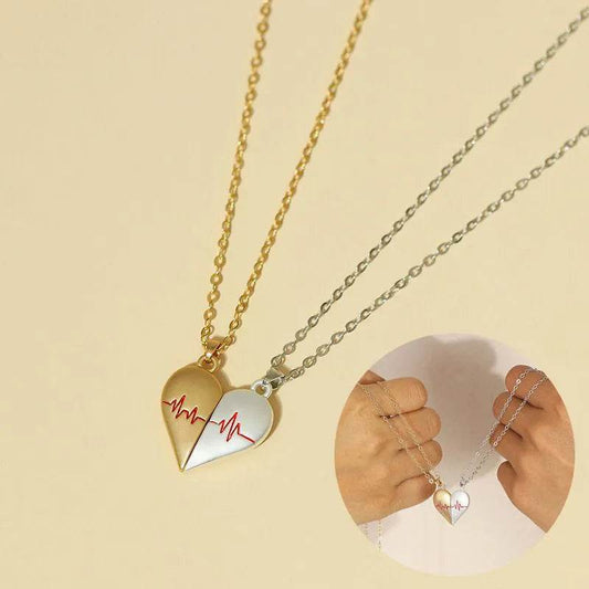 Heartbeat Magnetic Heart Necklace Love Couple Jewelry - Velora