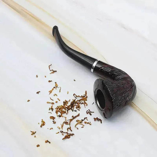 Carved Rice Ear Big Head Iron Pot Smoking Pipe - Velora