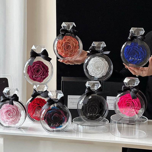 Natural Eternal Flower Ornaments Transparent Cover Dried Rose Gift Box For Christmas New Year Valentine's Day Home Decor - Velora