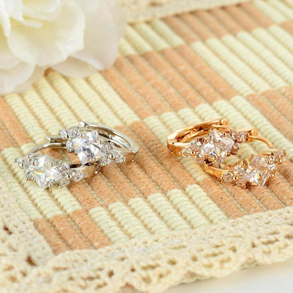 European And American Personalized Square Zircon Earrings - Velora