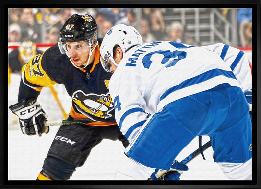 Sidney Crosby & Auston Matthews Framed 20x29 Face-Off Canvas Frameworth Sports Marketing