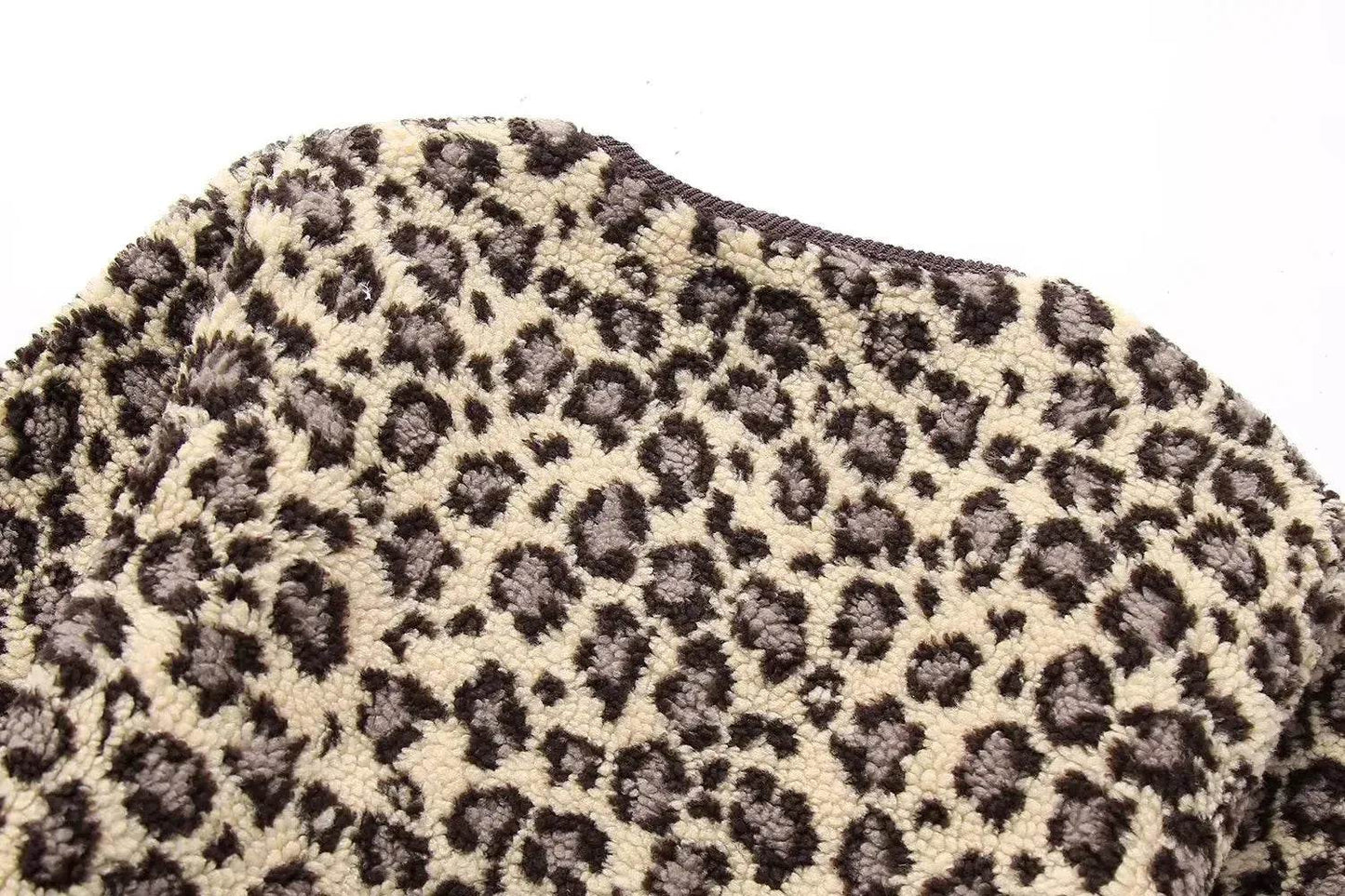 Casual Fall winter Leopard Button fleece Plush Cardigan jacket for women - Velora