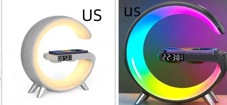 G shaped Wireless Phone Charging Night LED Lamp Bluetooth Speaker - Velora