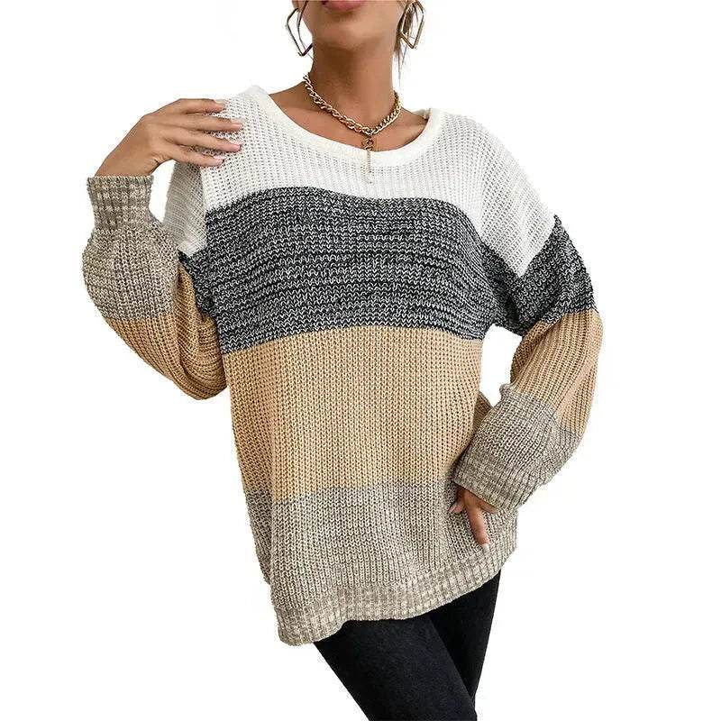 Winter Jacquard Knitted Pullover Sweater Tops for Women - Velora