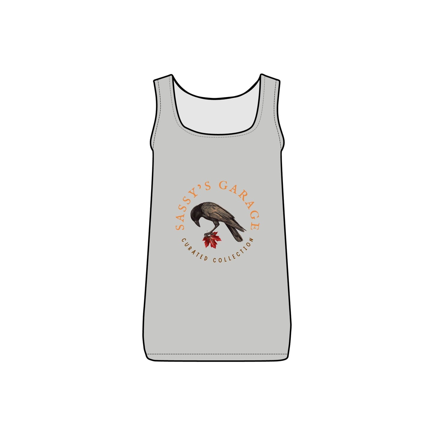 Sassy's Garage Women's Micro Ribbed Tank Top, Casual Summer Wear, Crow Graphic Tee, Trendy Vintage Style - Velora
