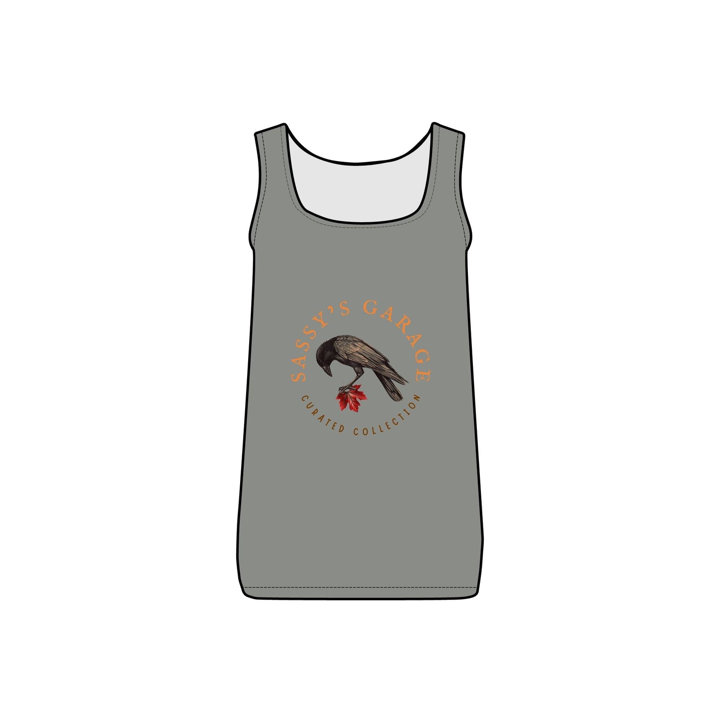 Sassy's Garage Women's Micro Ribbed Tank Top, Casual Summer Wear, Crow Graphic Tee, Trendy Vintage Style - Velora