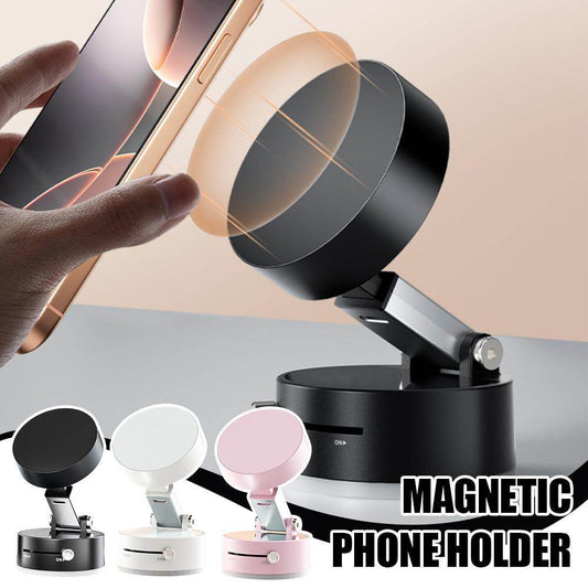 Foldable Magnetic Vacuum Car Phone Holder Foldable Suction Cup With Suction Cup Hands-Free Navigation For Smart Phone - Velora