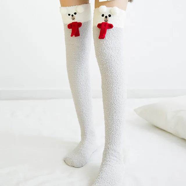 Christmas Long Socks Winter Women Striped Stockings New - Velora