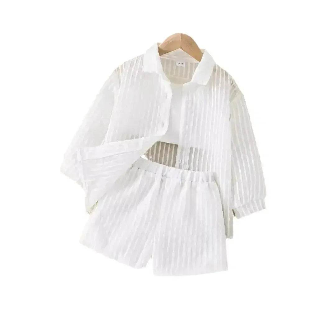 Summer White 3 pcs outfit set for newborn baby girl - Velora