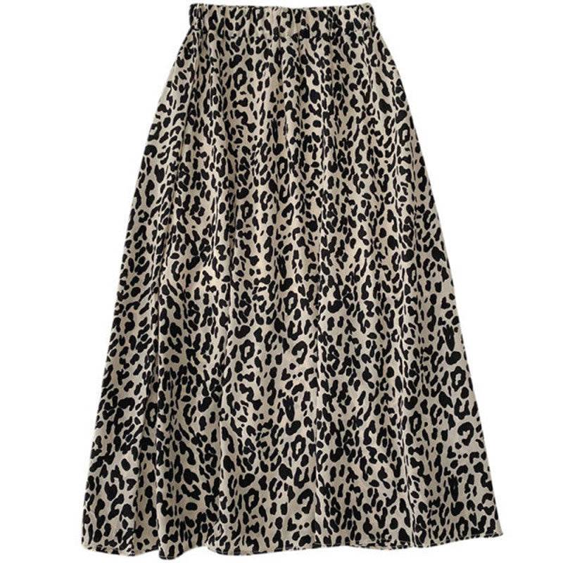 Women High waist Leopard color Midi Skirt - Velora