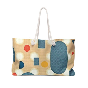 Mid-Century Geometric Weekender Bag | Retro Dots Shapes | Mom On-The-Go Tote| Baby Essentials Carryall | Beach Travel Holdall