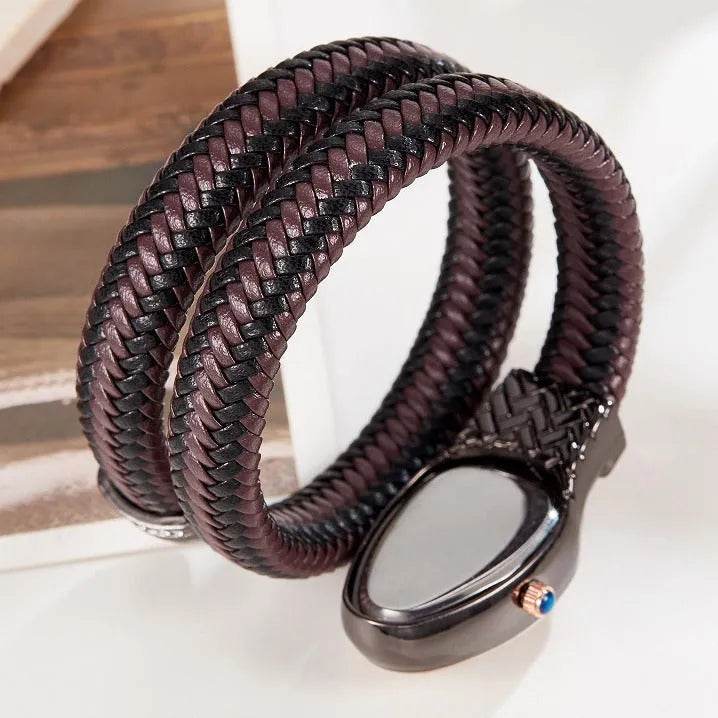 Snake Watch Fashion,  Quartz Watch With Diamond Leather Strap