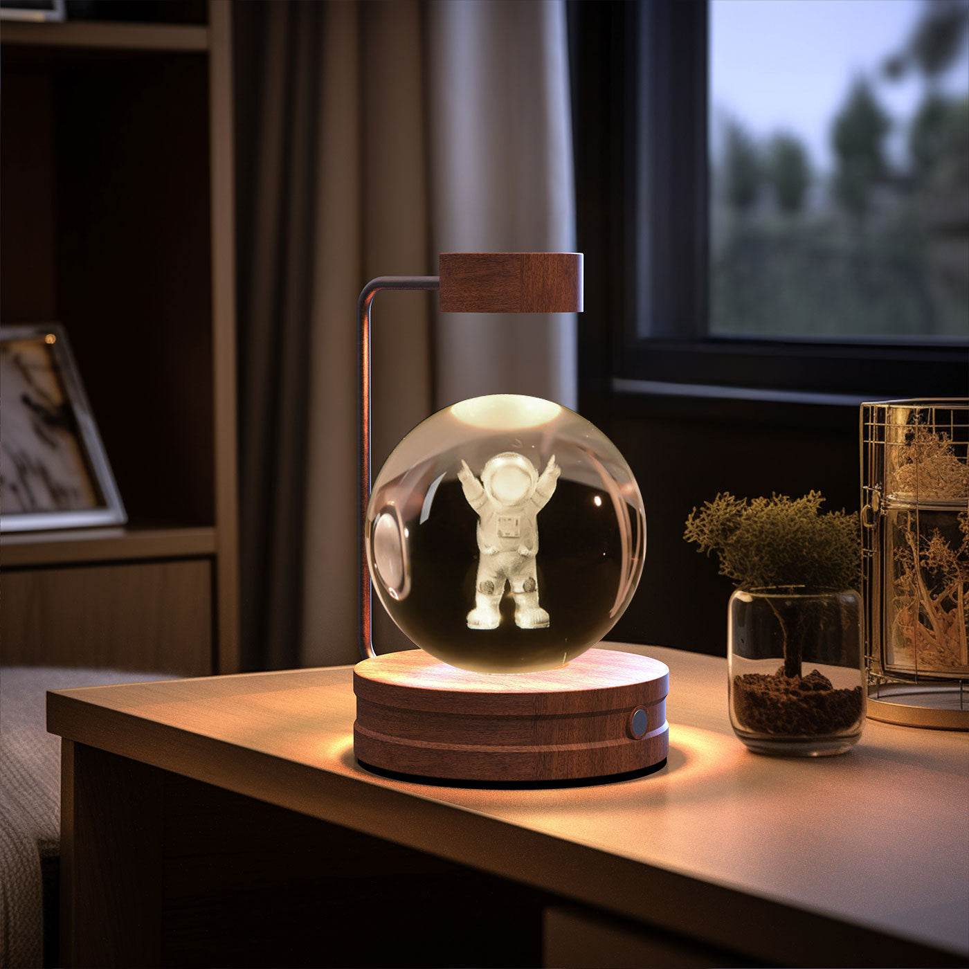 Crystal Ball Cosmic Dinosaur Indoor Night Light USB Power Warm Bedside Light Birthday Gift Night Lamp - Velora